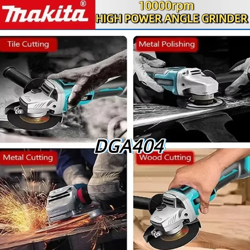 Makita dga404 moedor de ângulo elétrico de lítio sem escova 18v recarregável máquina de corte de alta potência ferramenta elétrica