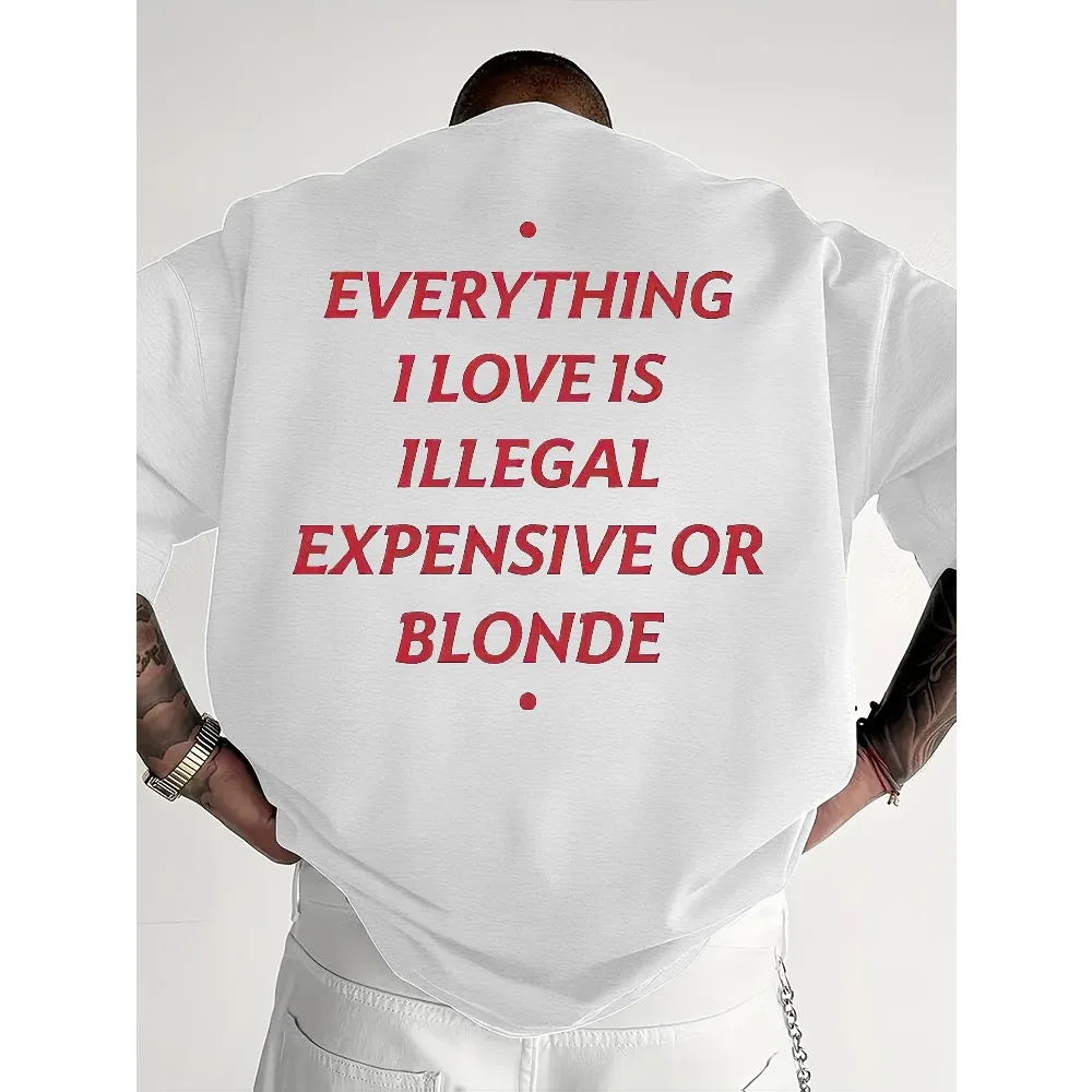 Men's casual summer T-shirt. What I love is either expensive or gold printed short sleeved round neck  shirts for men