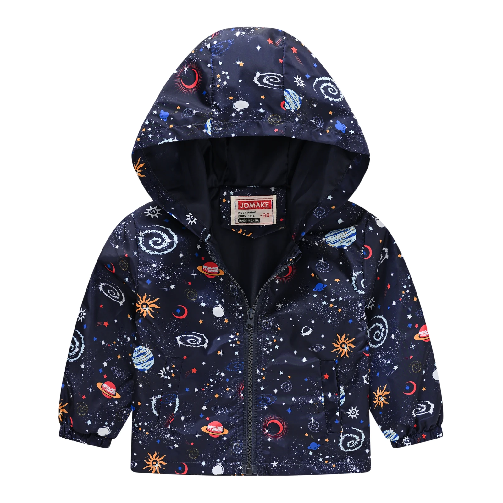 Boys Windproof Hooded Jacket Various Cartoon Graphic prints Zipper Coat Kids Spring Clothes