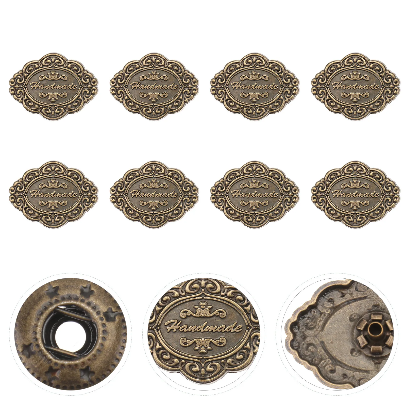 10Pcs Delicate Retro Zinc Alloy Wallet Buckle Brass Purse Snap Fastener Sturdy Vintage Wallet Button Purse Snap Button