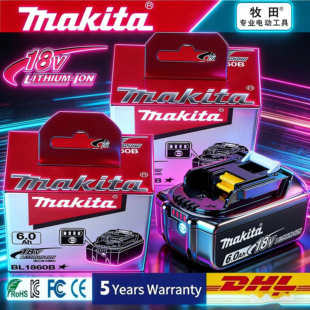 

100% Original Makita 18V 6.0Ah Rechargeable Battery ,For Makita DHP487 BL1840B BL1850 BL1850B battery Suitable for DTW700