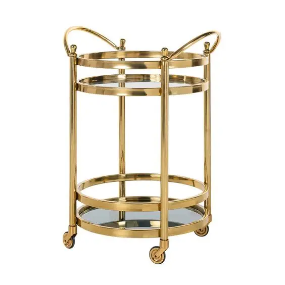 

Luxury Metal Glass Tea Wine Food Drinks Salon Serving Trolley Bar Cart Hotel & Restaurant Wedding Party Barware Trolley