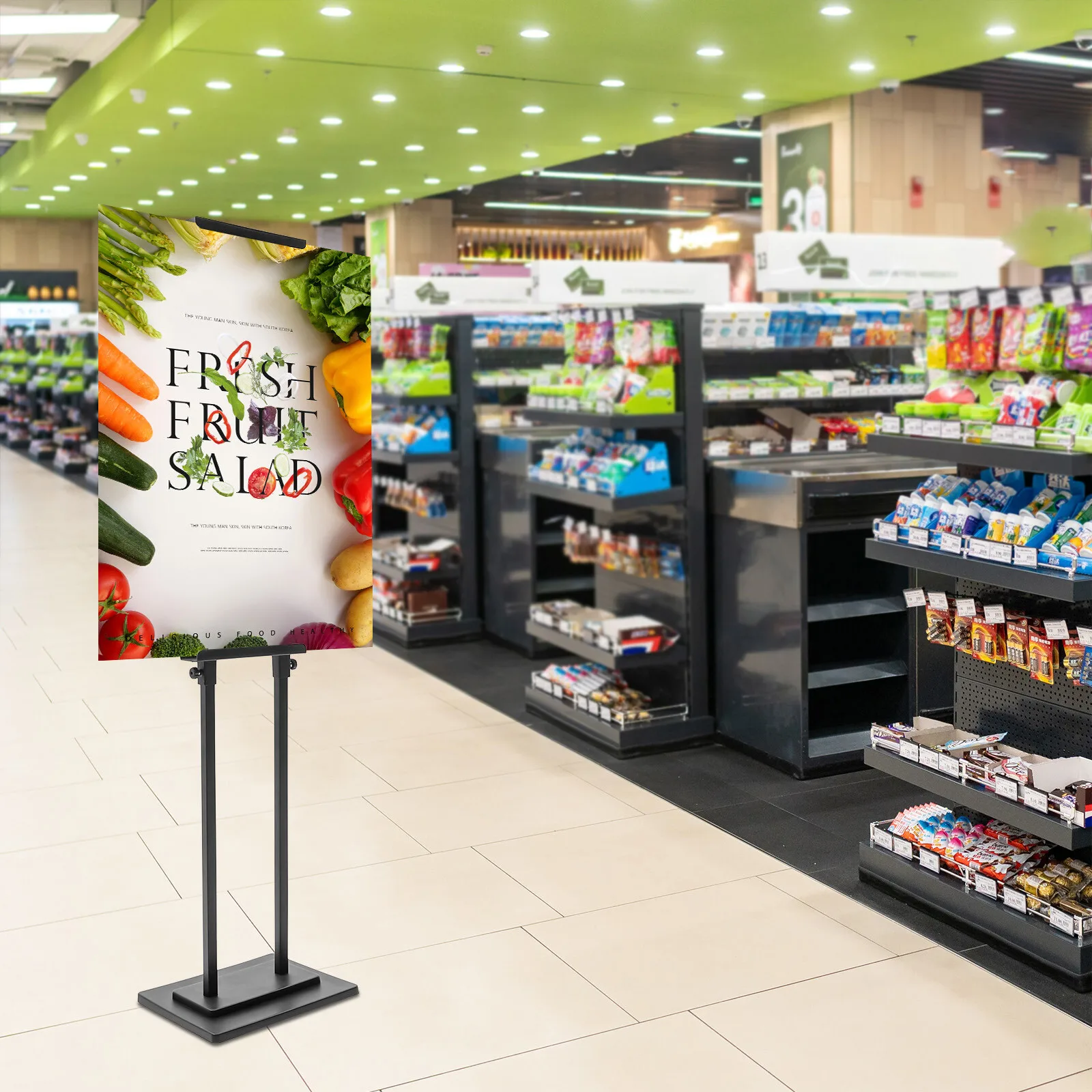 

Black Adjustable Advertising Stand Indoor outdoor Poster Board Stand With Wide Base Exhibition Hall Library Supermarket