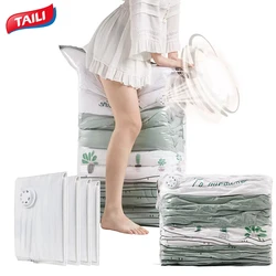 TAILI Large Vacuum Bags No Need Pump Vacuum Seal Bags for Storing Clothes Blankets Compression Empty Bag for Travel & Closet