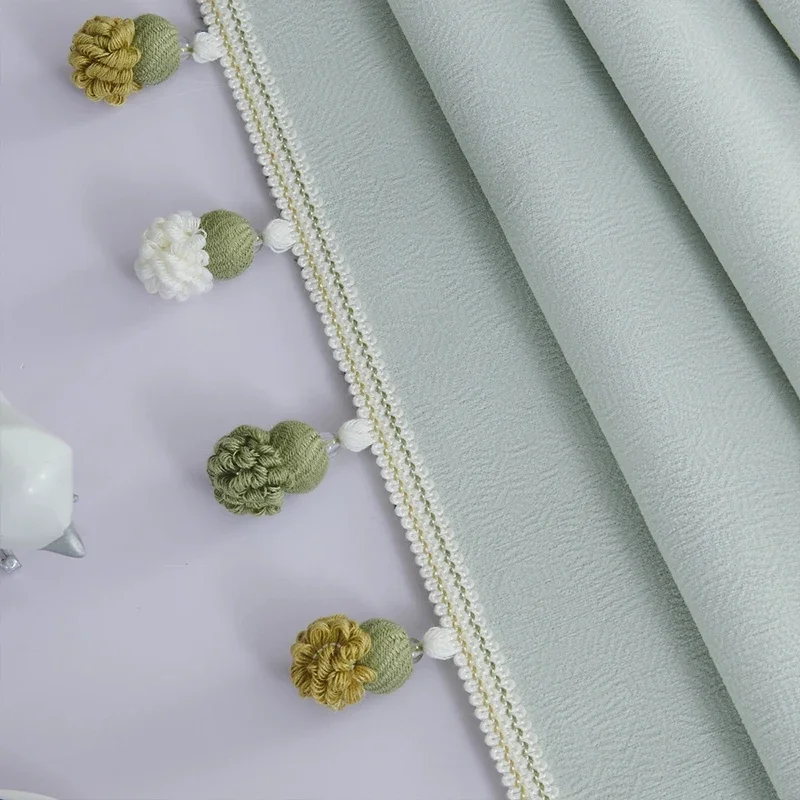 1M European Curtain Lace Trim Balls for Living Room Decoration Tassel Ribbon Pom Pom Fringe Sewing Edging Accessories