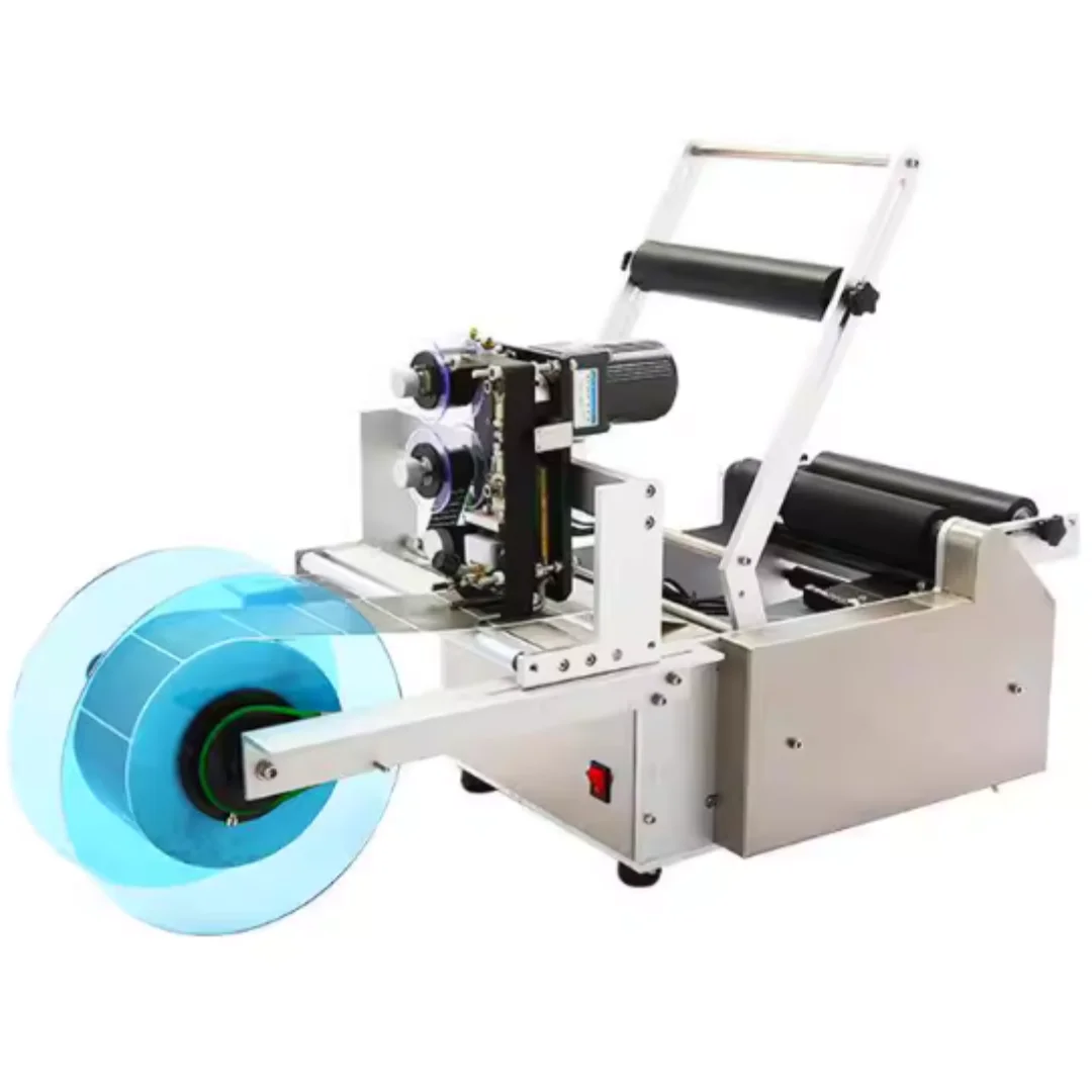 

Небольшая настольная полуавтоматическая круглая стеклянная бутылка, пластиковая бутылка с минеральной водой, ручная этикетировочная машина с клеем