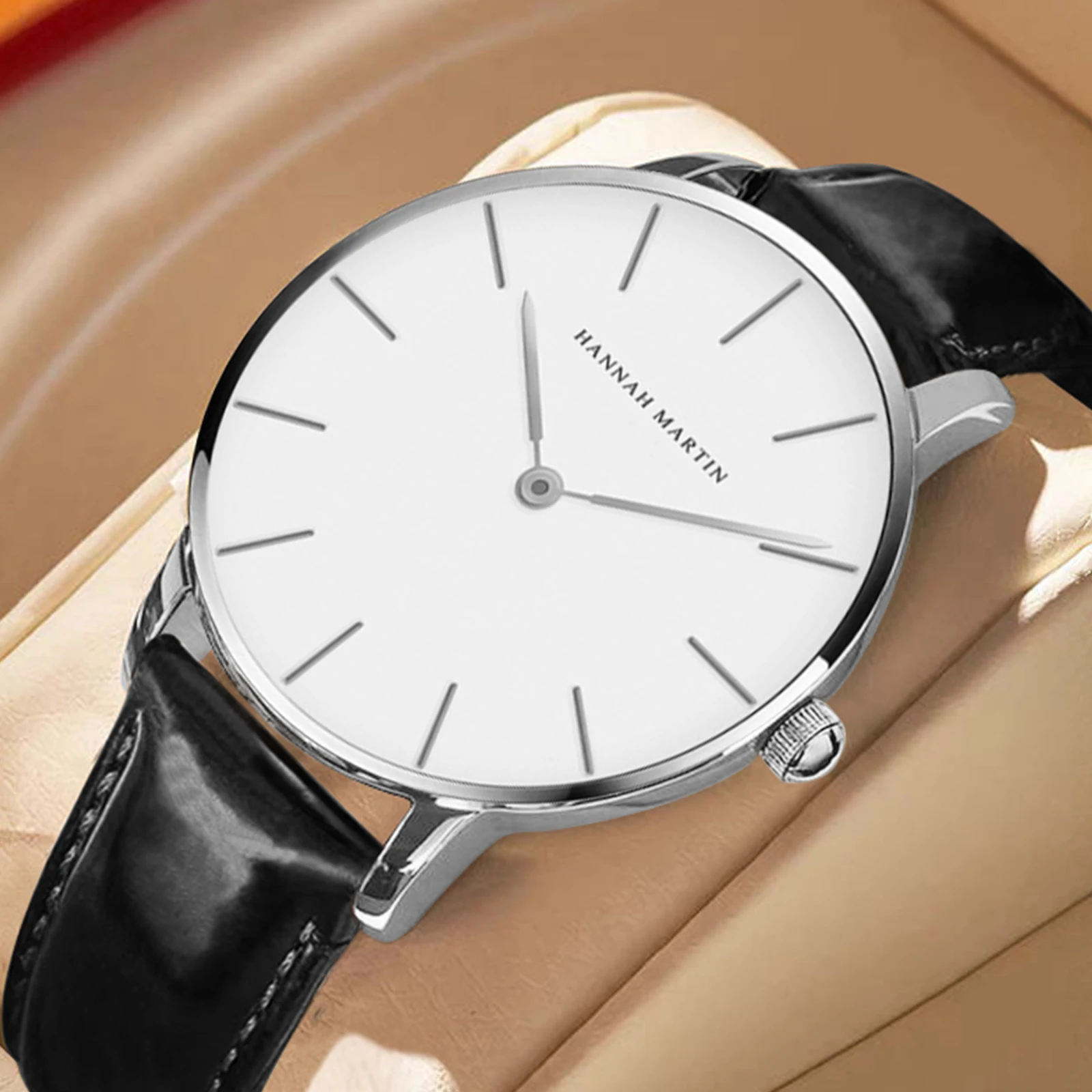 

Модные водонепроницаемые женские часы, простые черные, белые кожаные часы с циферблатом 36 мм, ультратонкие оригинальные женские кварцевые часы Stuadent, повседневные