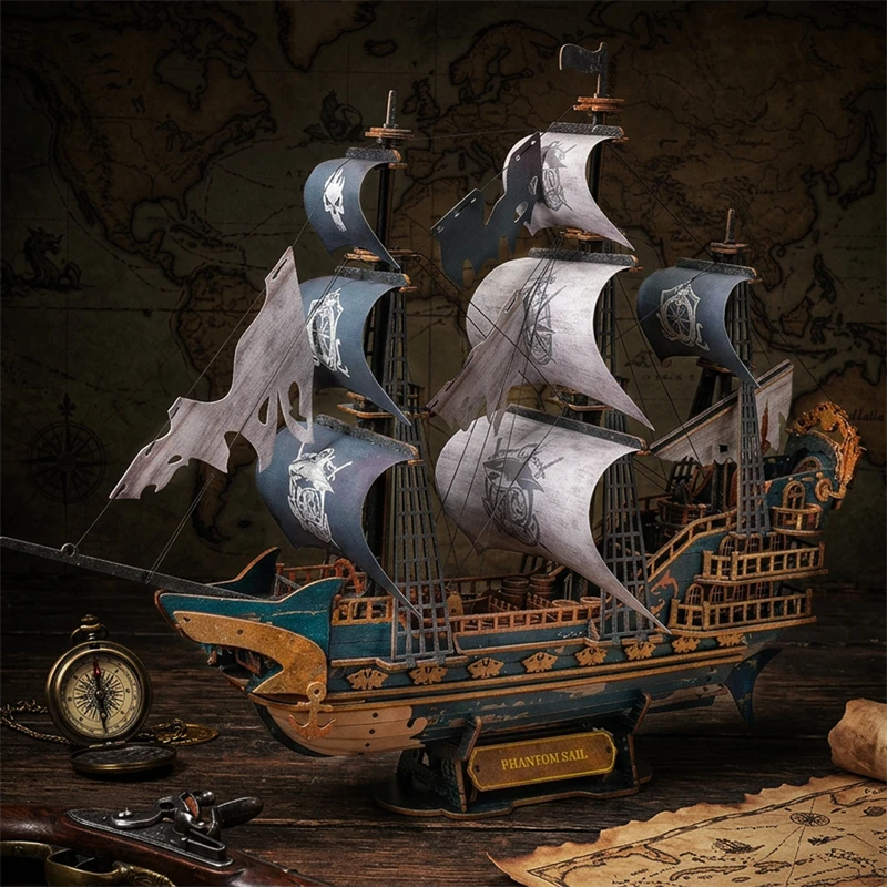 DIY Wooden Pirate Ship Cottage Figurines Miniatures Kits Casa for Friends Birthday Xmas Gifts Home Decor Crafts