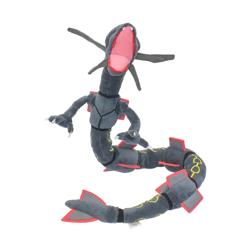 ألعاب حيوانات محشوة من القطيفة اللامعة من Rayquaza للهدايا القابلة للجمع، بلوشيز ناعم، شخصية كرتونية لطيفة باللون الأسود مقاس 12 بوصة