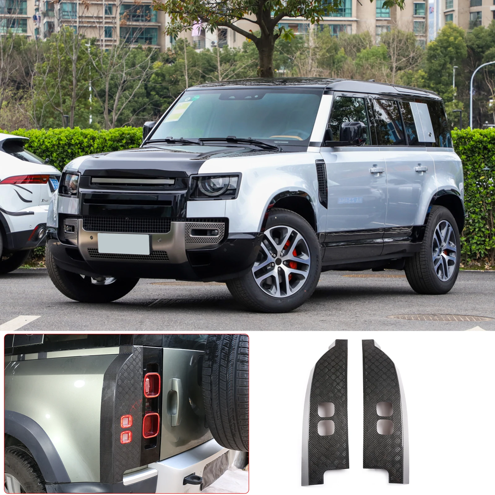 

For land rover Defender 90 110 130 2020-23 Real Carbon Fiber Car Tail Light Indicator Plate cover Trim Stickers Car Accessories