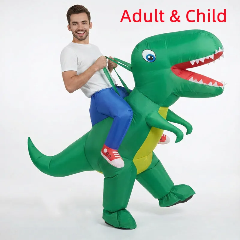 Aufblasbares Dinosaurier-Kostüm für Kinder, Reiten, Tyrannosaurus Rex, luftgeblasenes lustiges Kostüm, Halloween-Kostüm für Erwachsene, lustiges Performance-Geschenk