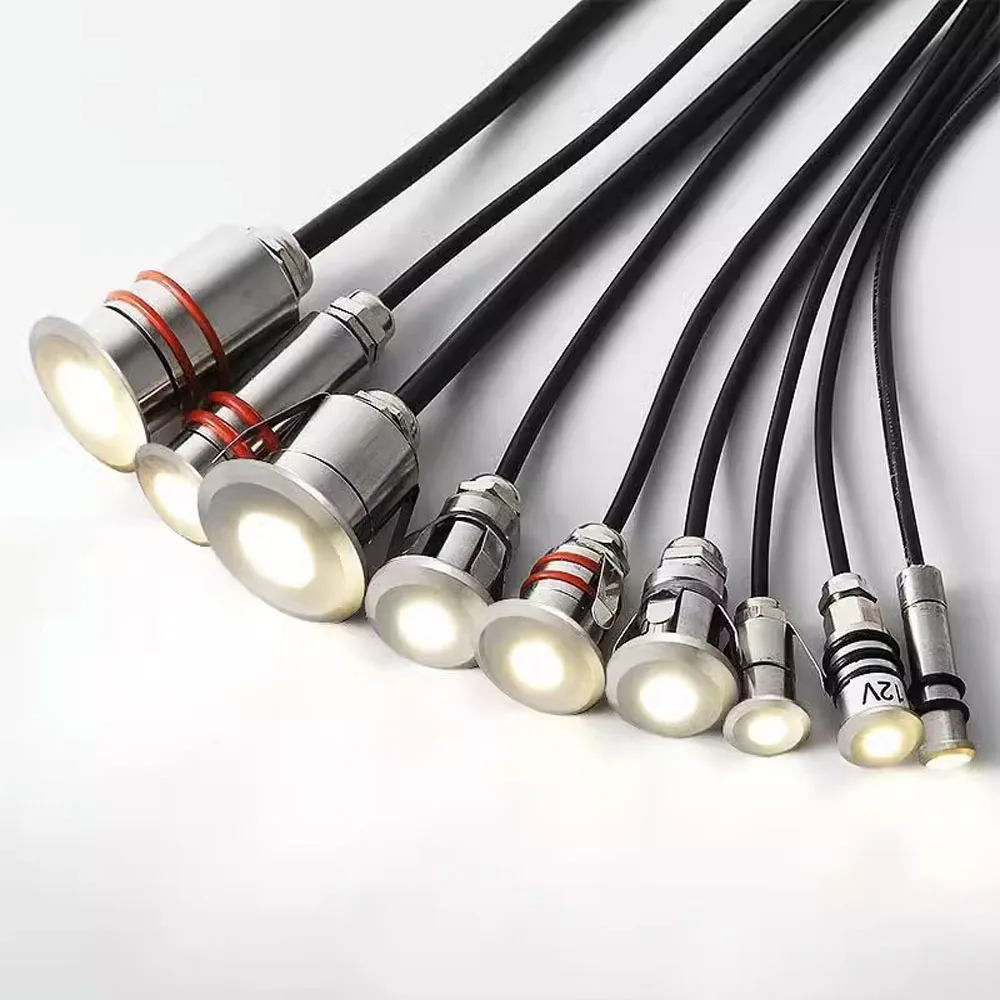 10 Pack IP67 Outdoor Spotlight, 12V/24V Stainless Steel 1W/3W Mini LED Step Light, Inground Pool Underwater & Garden Light