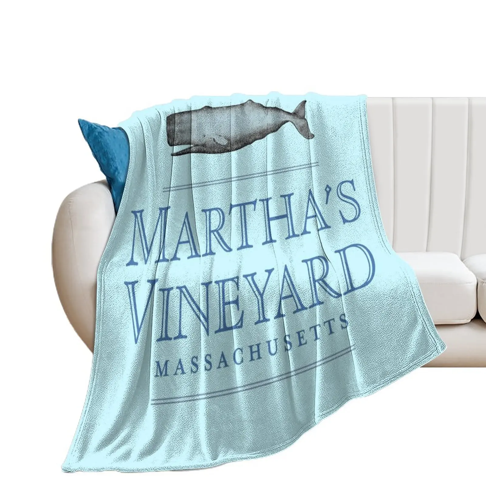 

Martha's Vineyard Massachusetts Vintage Whale Design Throw Blanket Loose Multi-Purpose Beautifuls Blankets