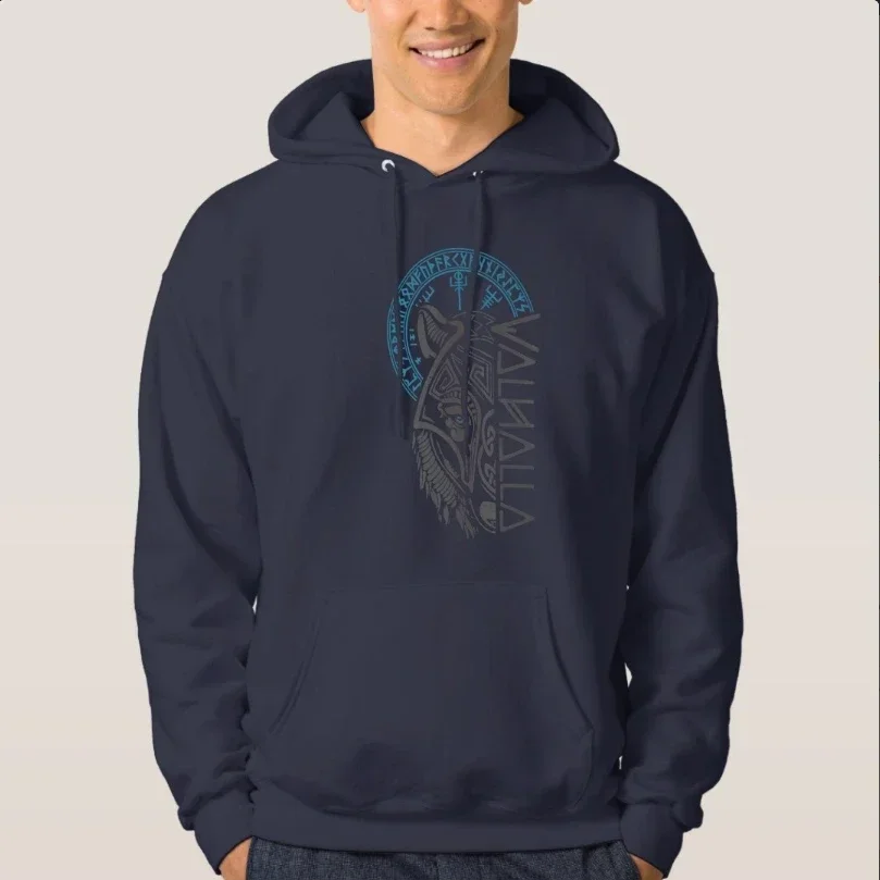 Nordic Warrior Bear Mask with Vegvisir Compass Rune Valhalla Pullover Hoodie New 100% Cotton Comfortable Casual Mens Sweatshirts