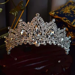 KMVEXO Large Bridal European Princess Tassel Drop Tiara Baroque Pageant Crowns Crystal King Wedding Crown Hair Dress Accessories