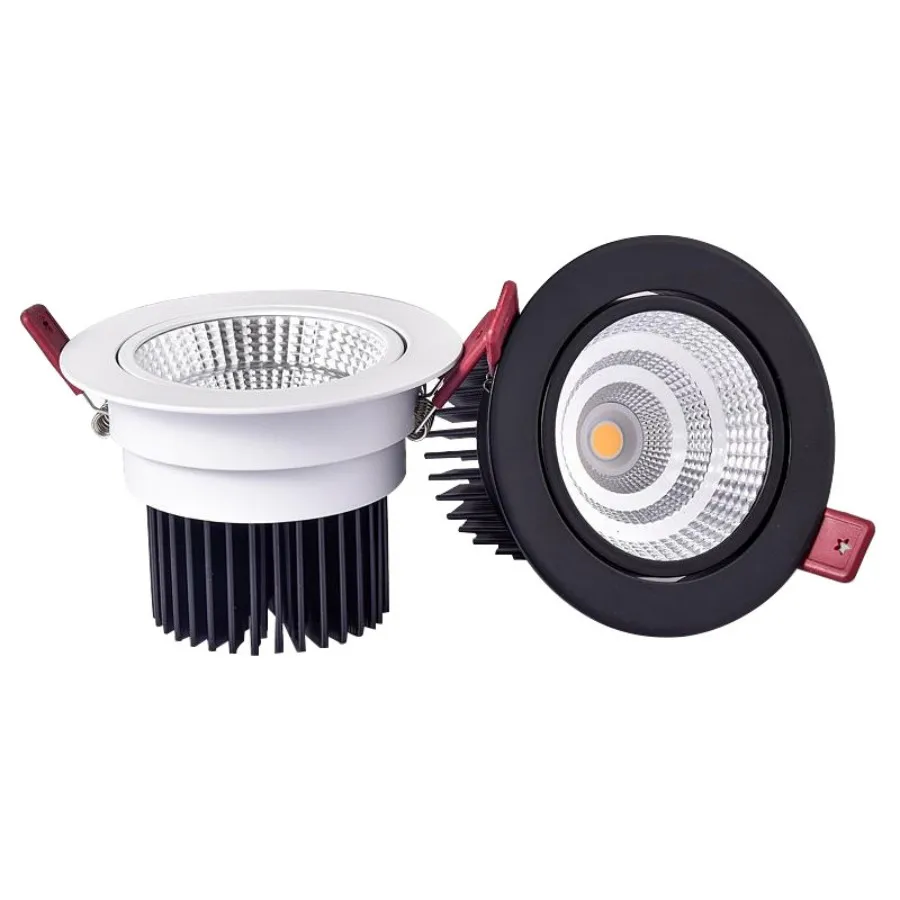 Downlight circular embutida LED, lâmpada de teto antirreflexo, busines domésticas, holofote COB, 5W, 7W, 12W, 15W, 18W, 24W, 30W, AC85V-265V