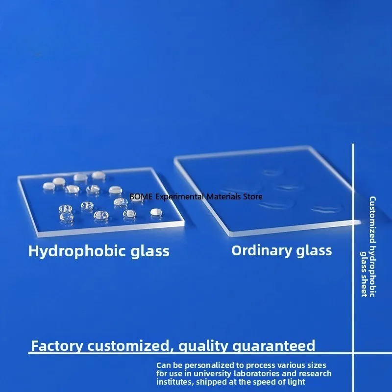 

Hydrophobic Glass Sheet Hydrophobic Coated 100*100mm 0.4-5mm Thick High Transmittance Substrate Customizable