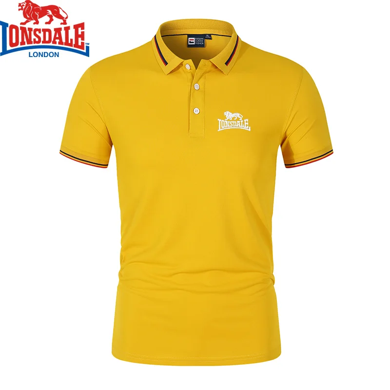 Embroidered LONSDALE New Summer Polo Shirt Men Hot High Quality Men\'s Short Sleeve Top Business Casual Polo-shirt for Men