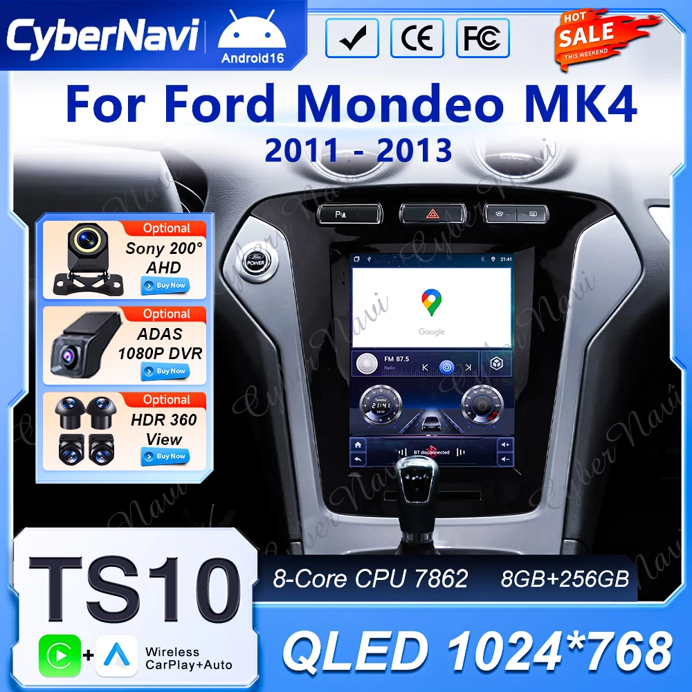 

Android For Ford Mondeo MK4 2011-2013 Carplay Autoradio Car Radio Multimedia player 8 CORE IPS LED Navigation GPS DVD 5G Wifi BT