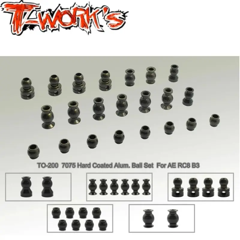 TO-200 7075-T6 Hard Coated Alum. Ball Set ( For Team Associated RC8 B3/T3.2/T3.2E ) 22pcs.
