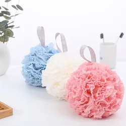 Bola de baño suave para limpieza corporal, esponja para el baño, suministros de baño, fregado de flores, esponja de malla para ducha de burbujas, cepillo trasero