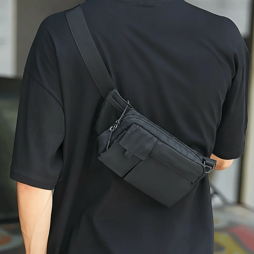 Fashion Solid Color Men Chest Bag Crossbody Bags Trekking Pack Outdoor Shoulder Bag Waist Pouch Nylon Chest Sling Bag Campinga