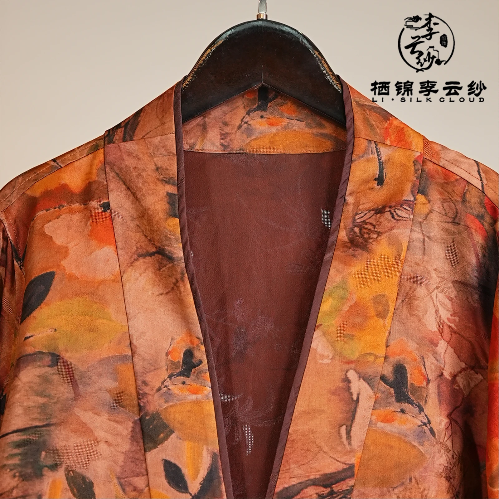 LI SILK CLOUD xiangyunsha Outerwear，Soft Breathable Fabric, Elegant Casual Formal Coat Guangdong Black Pearl Guangdong Gauze