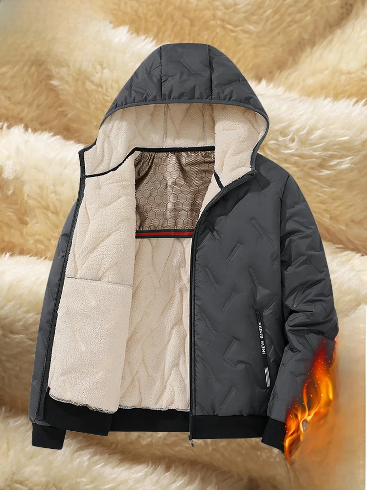 

Men's aphene Fce Lined Thiened Winter Jaet Cotton Coat with Hood Warm eep Velvet Cotton Clothing Chinese Brand