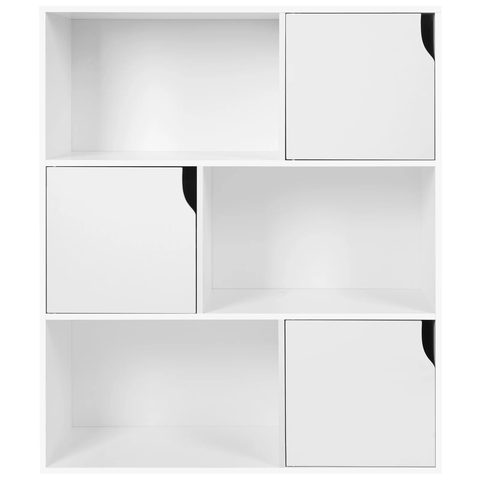 White Bookcase on Stand Children's Bookcase with 3 Doors and 6 Compartments Cube Shelf for Living Room Bedroom Office  bookshelf