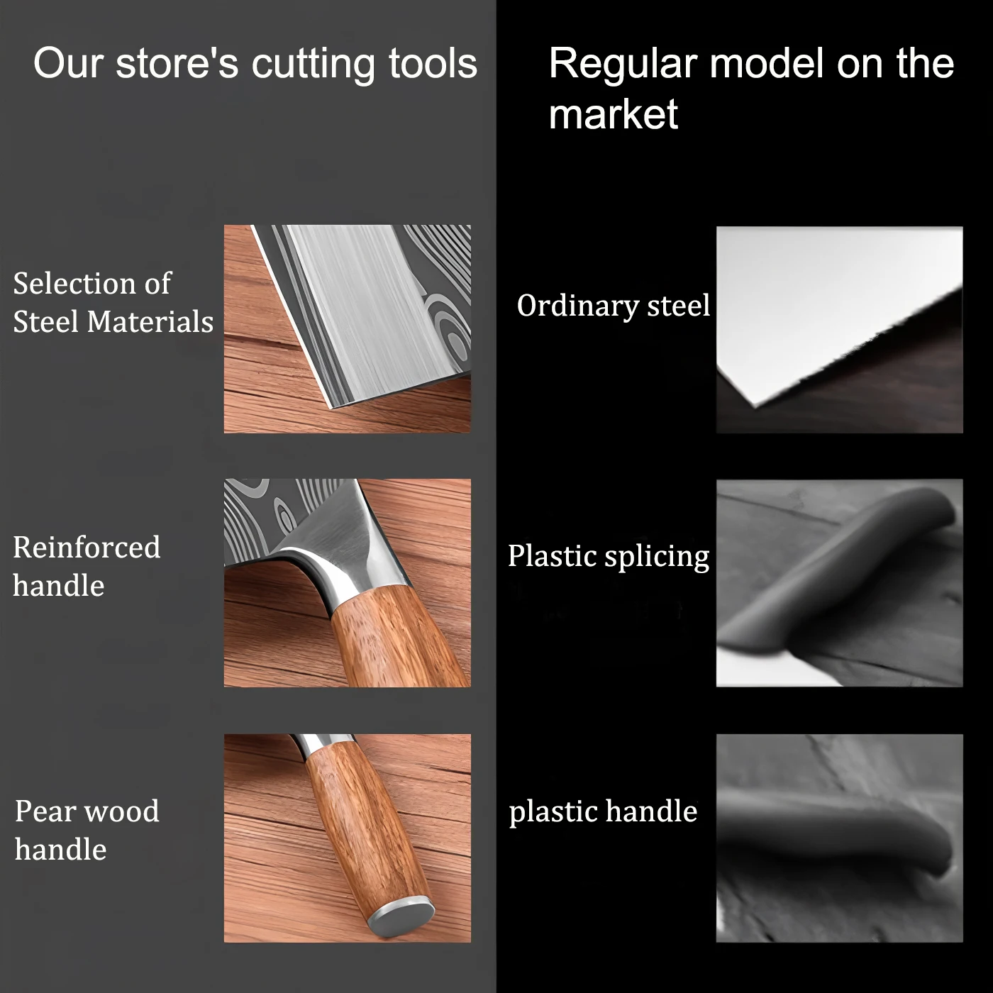 1/2PCS,High Quality Germany Cleaver Knife Meat Fish Vegetable Non-slip Handle Slicing Knife Home Kitchen Stuff Kitchen Tool  ﻿