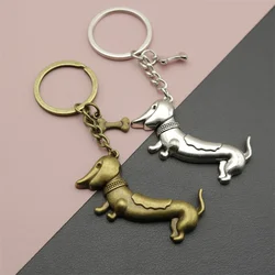 New Keychain 32x56mm Dog Dachshund Pendants DIY Men Car Key Chain Ring Holder Keyring Souvenir Jewelry Gift