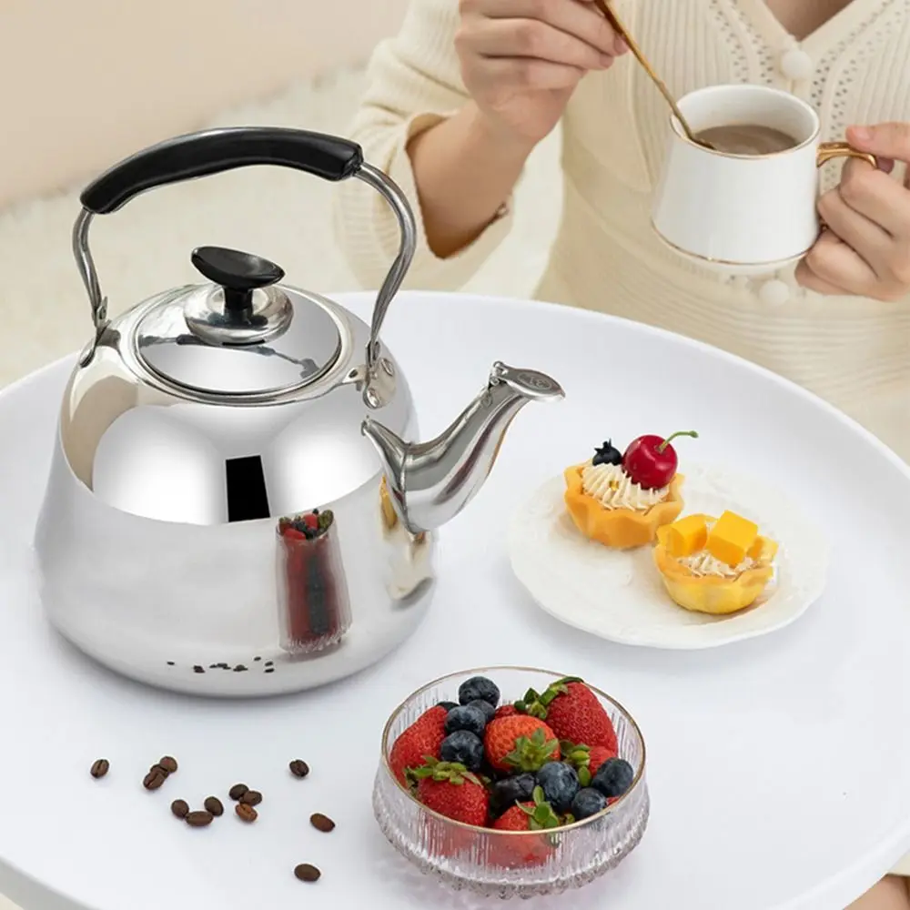 Stainless Steel Whistling Teakettle Large Capacity Thickened Tea Kettle Gas Stove Induction Cooker Fast Heating Base
