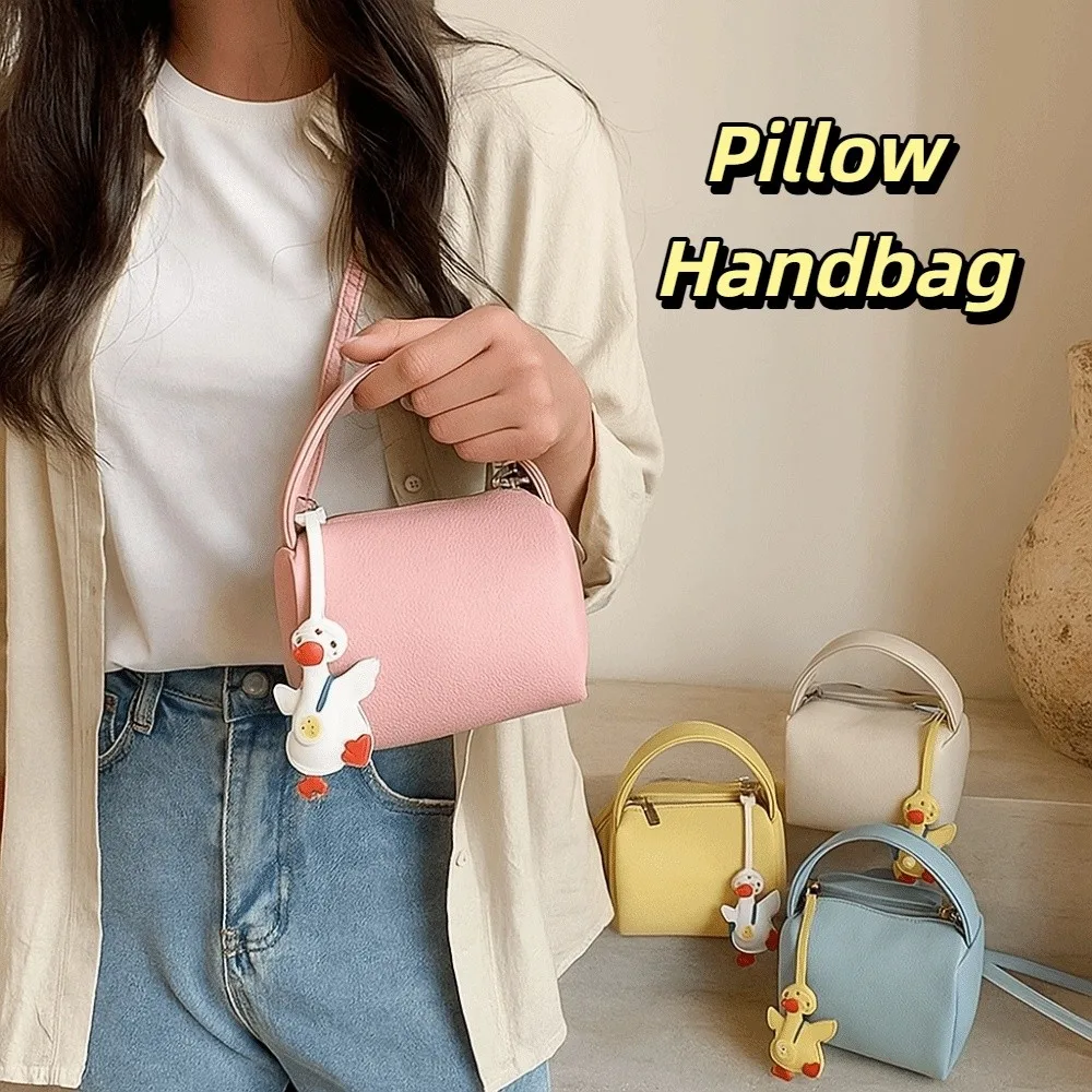 

Leisure Soild Color Pillow Handbag Luxury with Pendant Boston Crossbody Bag Commuting Versatile Women Clutch Purse Ladies