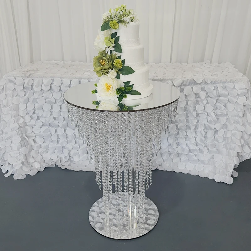 

Mirror Crystal Wedding Cake Table Decoration Cake Stand Chandelier Style Table