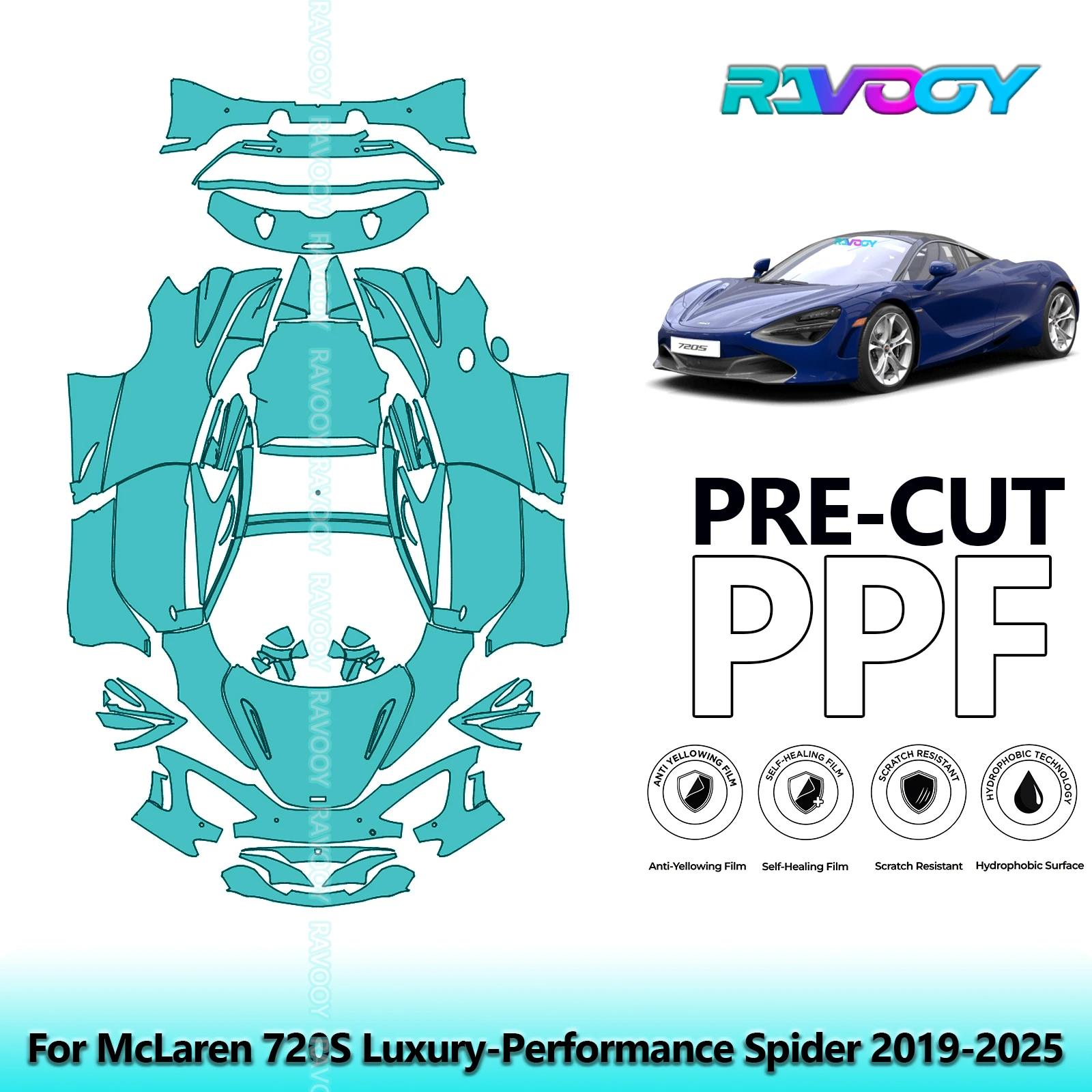 

8.5Mil Precut PPF Paint Protection Film Full Vehicle For McLaren 720S Luxury-Performance Spider 2019-2025
