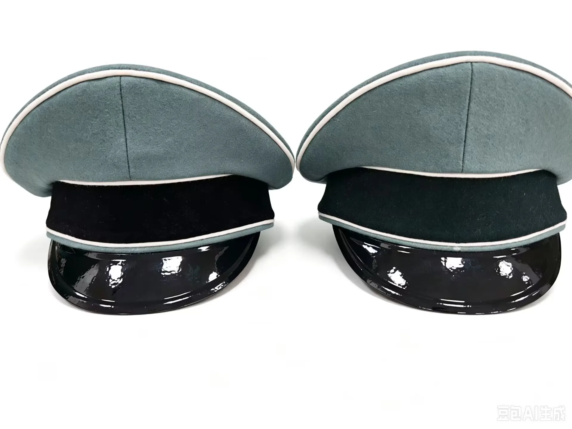 E.M.D. Field Grey Officer Visor Cap Multiple Piping Color Options, Stamped Painted Paper Visor