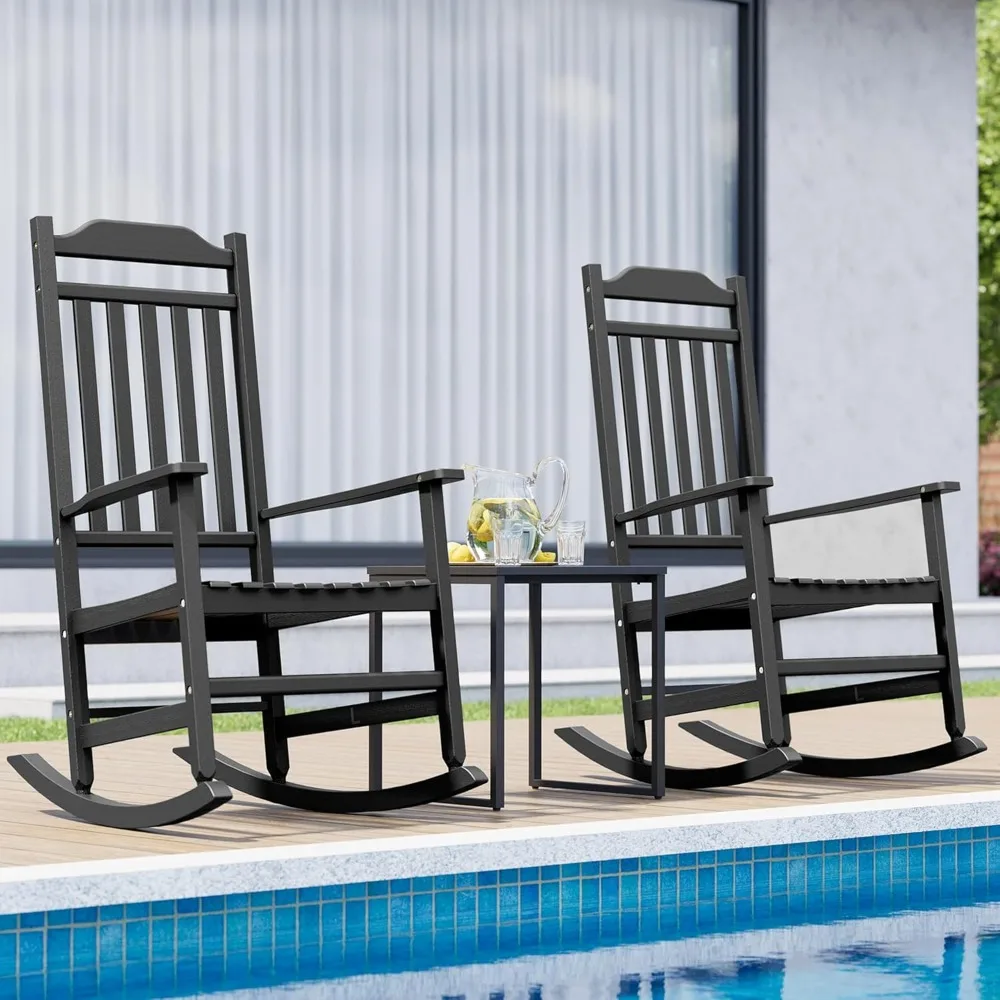 

LHBcraft Front Porch Chairs Set of 2 – Oversized HDPE Outdoor Rocking Chairs for Adults, Heavy Duty All-Weather Patio Rocking Ch