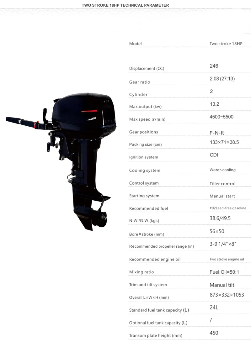 hors-bord électrique à deux temps, moteur de pêche à la traîne, T18S HP, 13,2 kW, nouveau