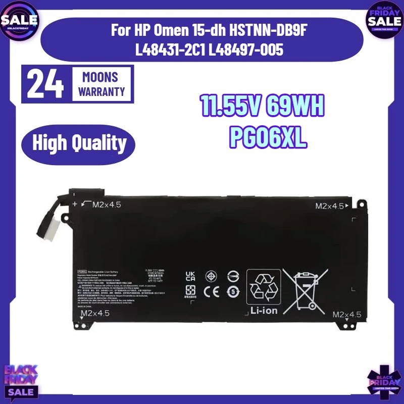 New High-quality 11.55V 69WH  Laptop Battery PG06XL for HP Omen 15-dh HSTNN-DB9F L48431-2C1 L48497-005 15-DH0006TX 15-dh0007TX
