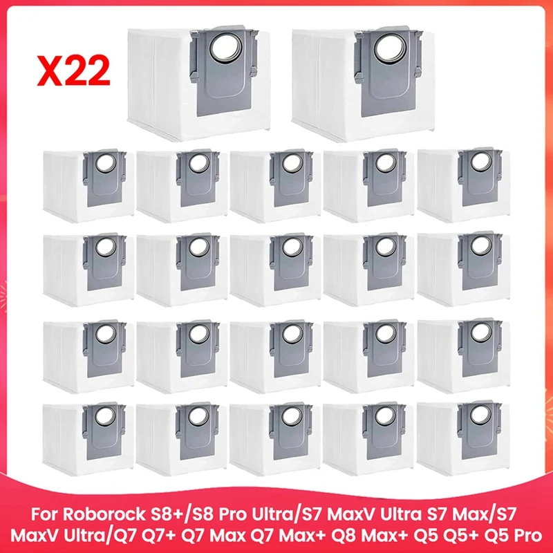 

A13R-22Pack Dust Bags For Roborock S8+, S8 Pro Ultra, S7 Maxv Ultra S7 Max, S7 Maxv Ultra, Q7 Q7+ Q8 Max+ Q5 Q5+ Robot Vacuum