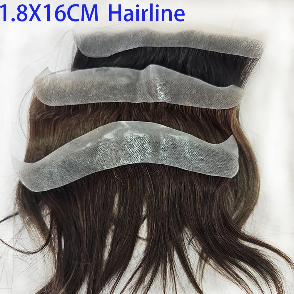 Postiche frontal de petite taille en vrais cheveux humains, peau PU, ligne de cheveux reculée, toupet, postiche naturel 0,7x6,3' pour système de perte de cheveux