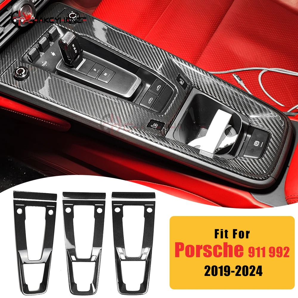 

for 2019-2024 Porsche 911 992 Targa Carrera Turbo Real Carbon Center Console Gear Shift Panel Cover Trim Interior Accessories