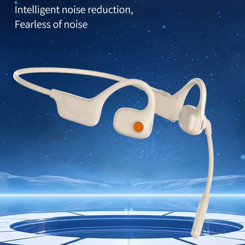 Bluetooth 5.3 Headset with Boom Microphone DSP Noise Cancelling Wireless Headset Open Ear Comfort Headphones for Office Driving