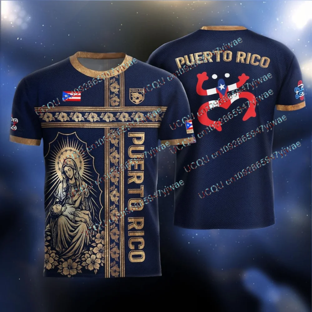 T-shirt d'été à manches courtes pour femmes et hommes, tenue de supporter des matchs de Porto Rico, hauts pour fans de football, maillot de supporter de football