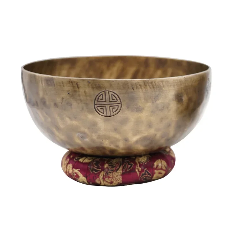 Nepali Handmade Copper Tibetan Singing Moon-Shaped Bowl Big Size for Yoga Meditation Vintage Bowl Set Feng Shui Decoration