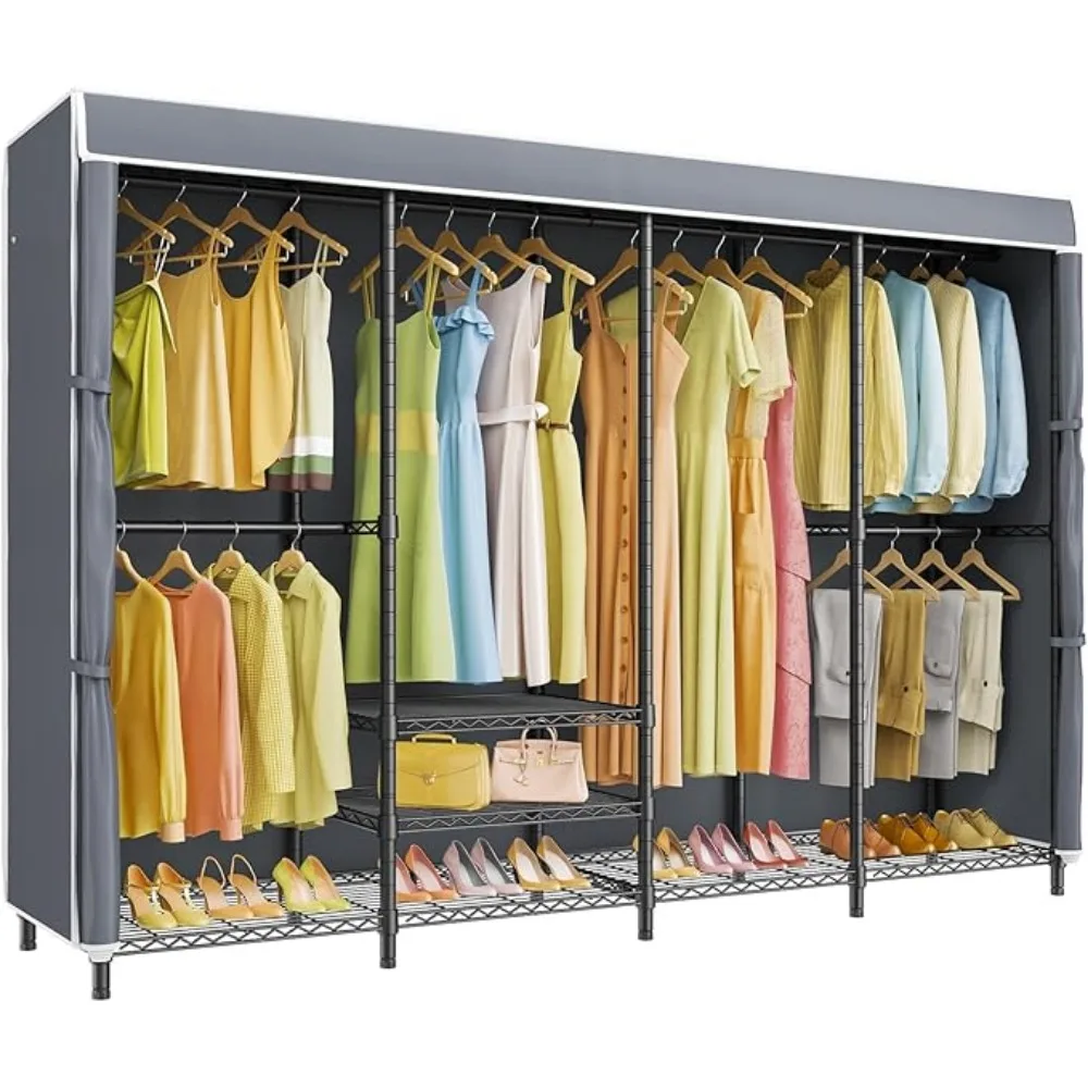 

Heavy Duty Clothes Rack with Oxford Fabric Cover, Extra Large Covered Clothing Rack for Hanging Clothes, Portable Hanger