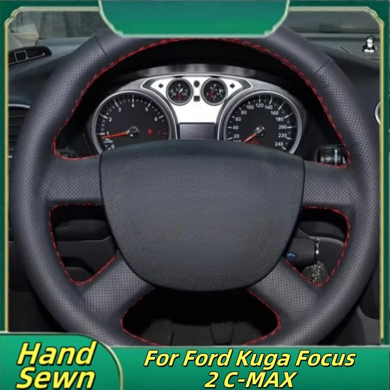 

Car Steering Wheel Cover Hand-Sewn Microfiber Leather For Ford Kuga Focus 2 C-MAX Car Interior Accessories
