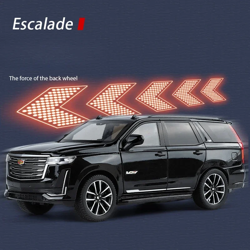 Simualtion 1:24 Cadillac Escalade Alloy Model Sound Light Pull Back Diecast Children's Toy Vehicles Collection Miniature Voiture