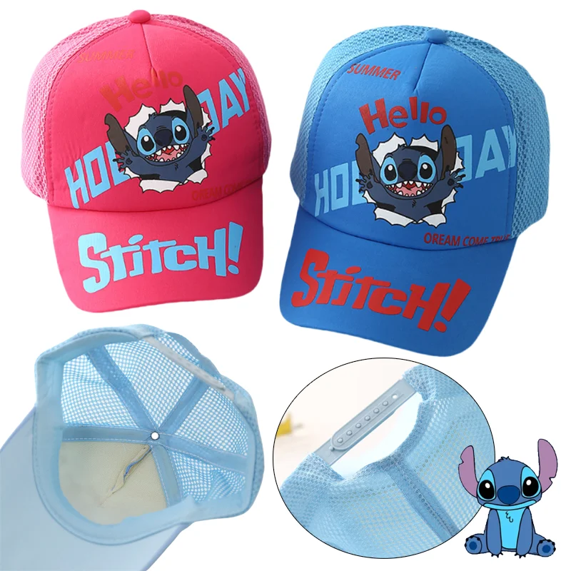 

Disney Stitch Kids Baseball Cap Fashion Boys Girls Summer Outdoor Sports Hats Cartoon Adjustable Casual Hats Sunscreen Caps