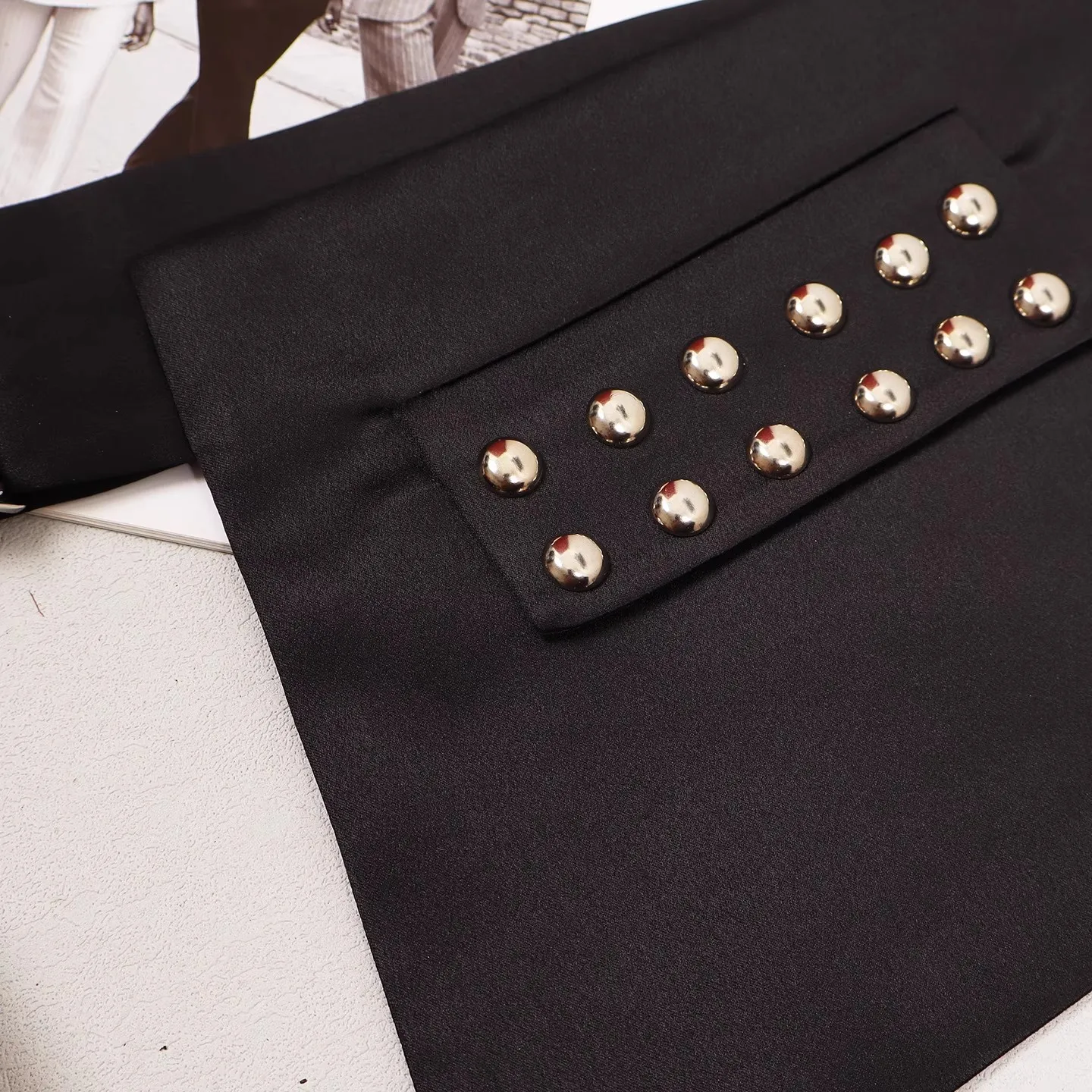 Женские модные черные тканевые пояса с заклепками, женское платье, корсеты, поясные ремни, украшения, широкий пояс R3139
